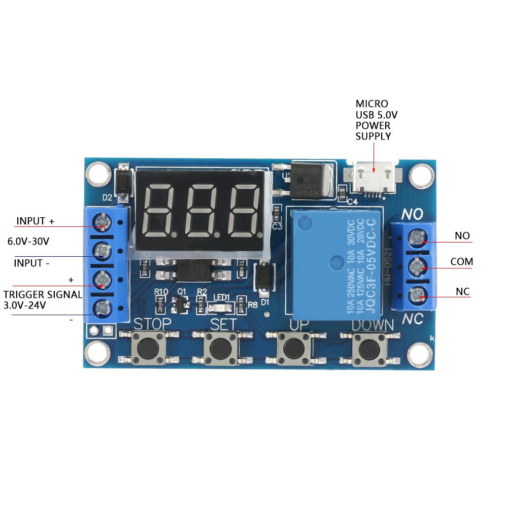 DC 530V светодиодный дисплей задержка включения/выключения релейный модуль триггерный цикл задержки таймер переключатель