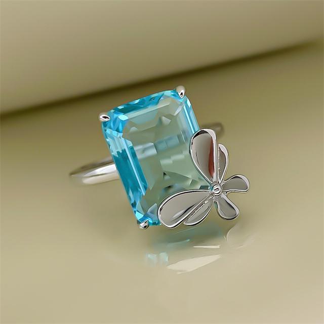 100% стерлингового серебра 925 пробы, кольцо с топазом для женщин, Anillos De, обручальные кольца, обручальное кольцо с сапфиром, коробка для женщин