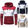 Man Pullover Hooded Patchwork Color Rib Clothing Long Sleeve Men Hoodies Black Blue Fall Winter Plus Size Sweatshirt