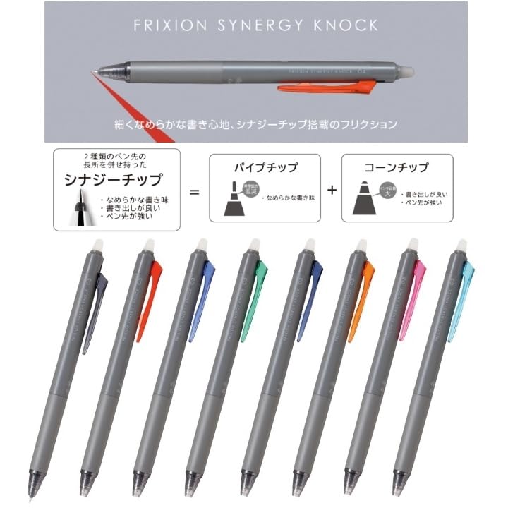 Ручка шариковая PILOT Frixion Synergy Knock LFSK158C, 0,5 мм, набор 8 цветов,