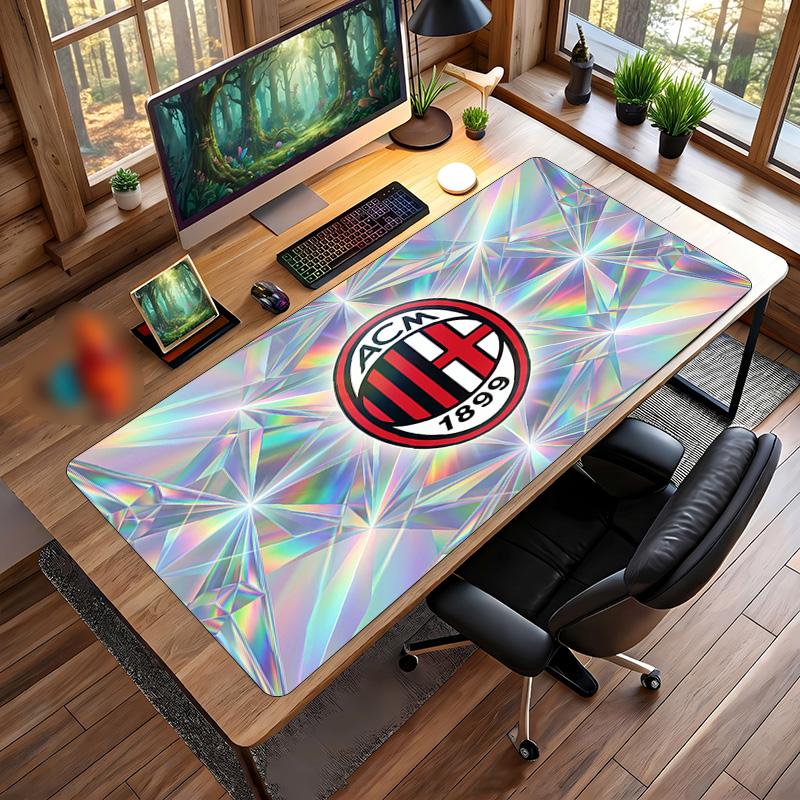 Большой коврик для мыши с принтом AC Milan, нескользящий мягкий резиновый игровой коврик для стола, декор для офисного ноутбука компьютера