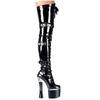 Fashion Europe and America's Most Popular Elastic Boots At Night Lace Up Knee Boots 20CM High Heel Lacquered Leather Boots