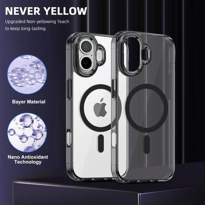 Чехол для iPhone 16 Plus, совместимый с MagSafe, из ТПУ+ПК, прозрачная крышка для телефона