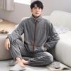 Мужская пижама зимняя из кораллового флиса, утолщенная флисовая, мужская осенне-зимняя фланелевая, зимняя теплая больших размеров, домашняя одежда