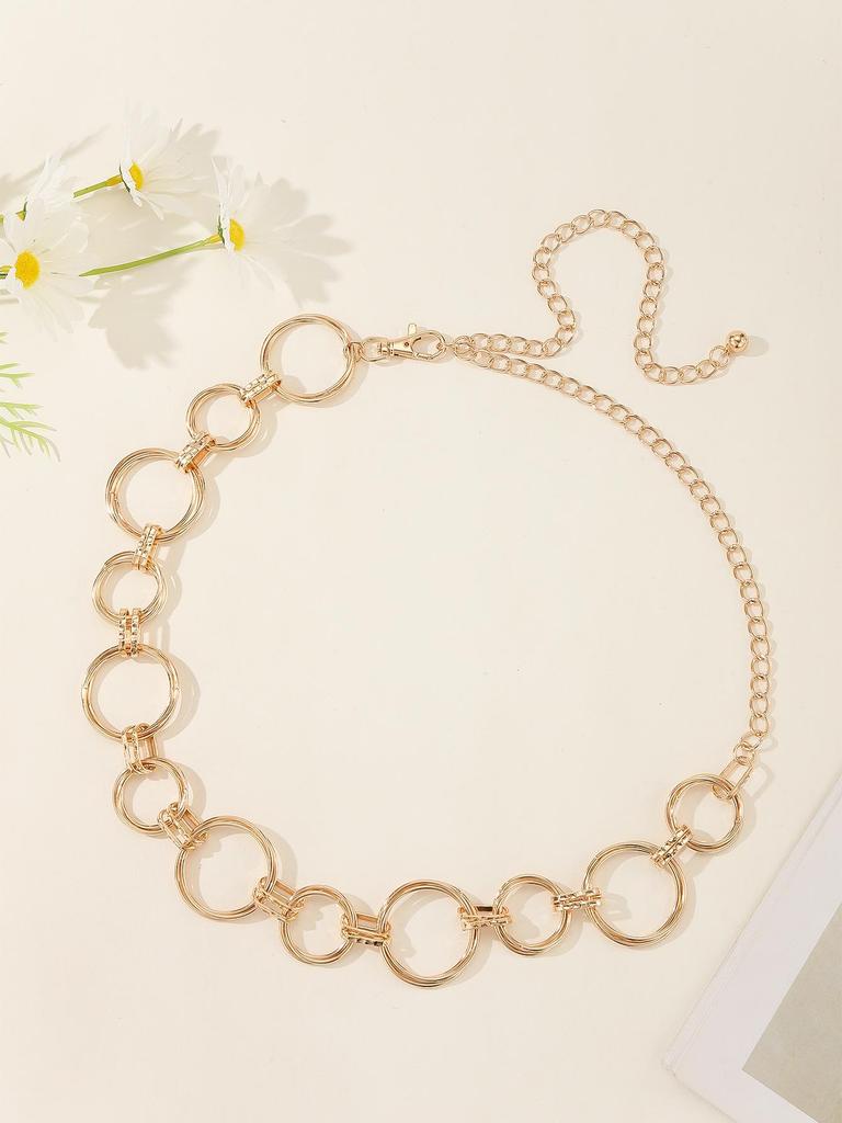 Европейское и американское универсальное платье с цепочкой на талии и высококлассными металлическими кольцами - элегантный женский аксессуар