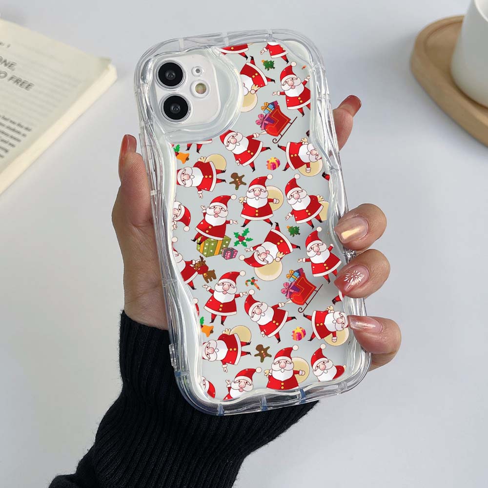 Samsung A24 для iPhone 15 14 Xiaomi Poco X5 Redmi 13c 12C Чехлы для телефонов Huawei Honor 90 A23 Эксклюзивный кремовый чехол с Дедом Морозом и Новым годом Мягкий чехол