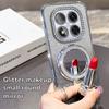 Magnetic Keysion Phone Jewelled Glitter Case For Redmi Note 14 Pro 5g Makeup Mirror Stand Shockproof Cover For Xiaomi Poco X7