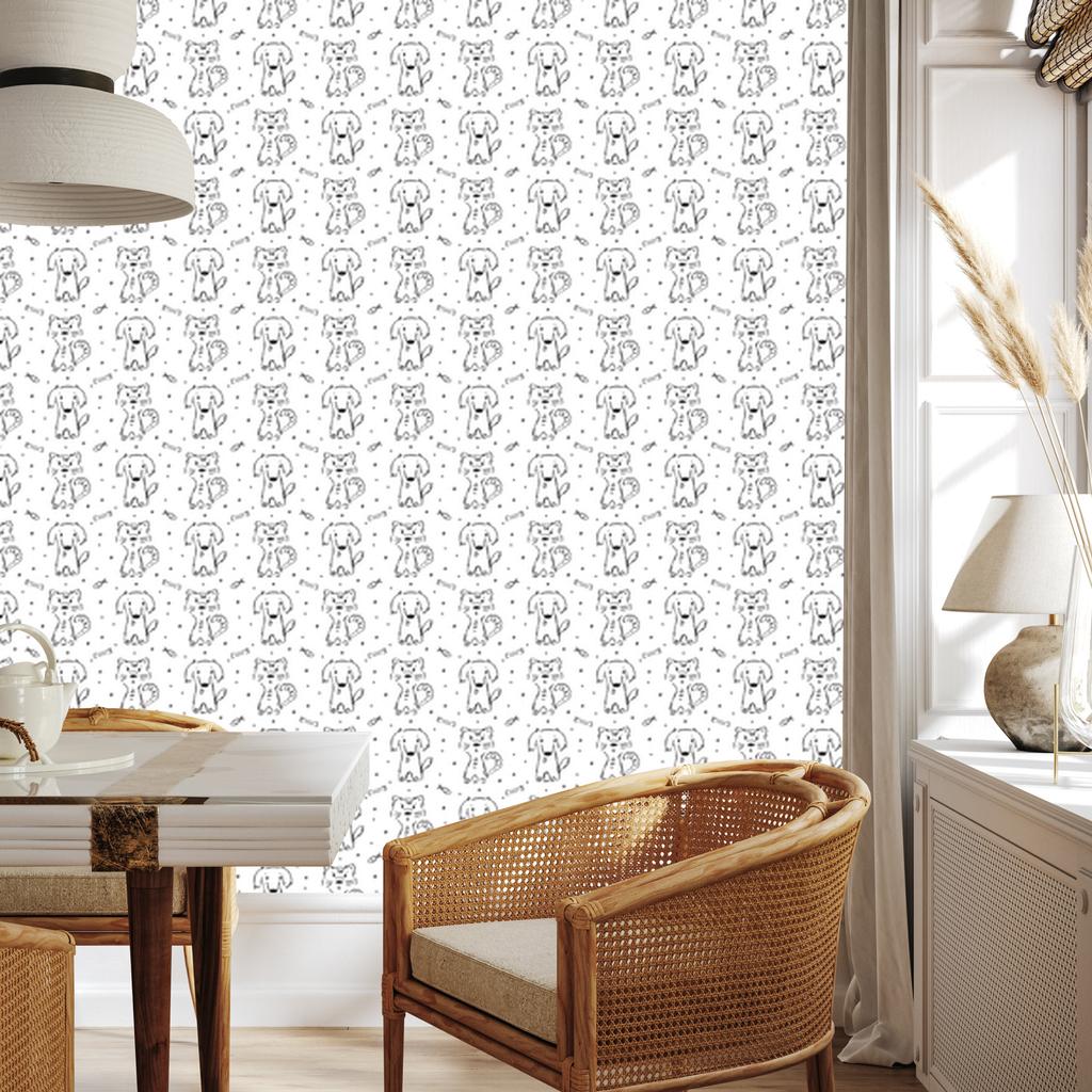 Black and white animals wallpaper for living room and bedroom 50x1000