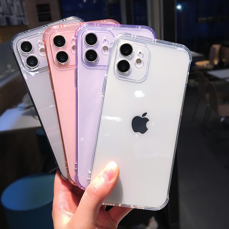 Прозрачный силиконовый чехол ярких цветов для iPhone 15 14 13 12 11 Pro Max 7 8 Plus X XR XS Max SE 2020, модный защитный чехол для камеры
