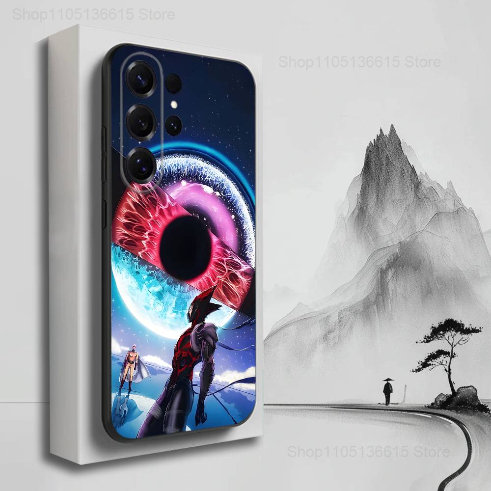 O-One P-Punch Anime Man Phone Case For Samsung S25,S24,S23,S22,S21,S20,S10,Ultra,Plus,Lite,FE,Soft Silicone Black Cover