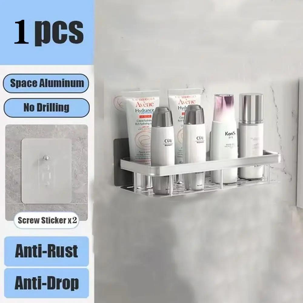 Kitchen Storage Bathroom Shelves Organizer Aluminum Alloy Shower Shelf  Accessories Shampoo Rack Multi-scenario No Drill Shelf