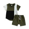 Toddler Baby Boy Clothes Color Block Short Sleeve T Shirt Top Boys Shorts with Pocket Cute Summer Outfit 2Pcs Set