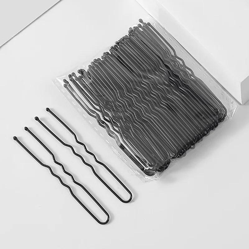 Women Invisible U-Shaped Hairpin Black Barrettes Wavy HairClip Girls Simply Hair Pins Metal Hair Grips Fashion Hair Accessories