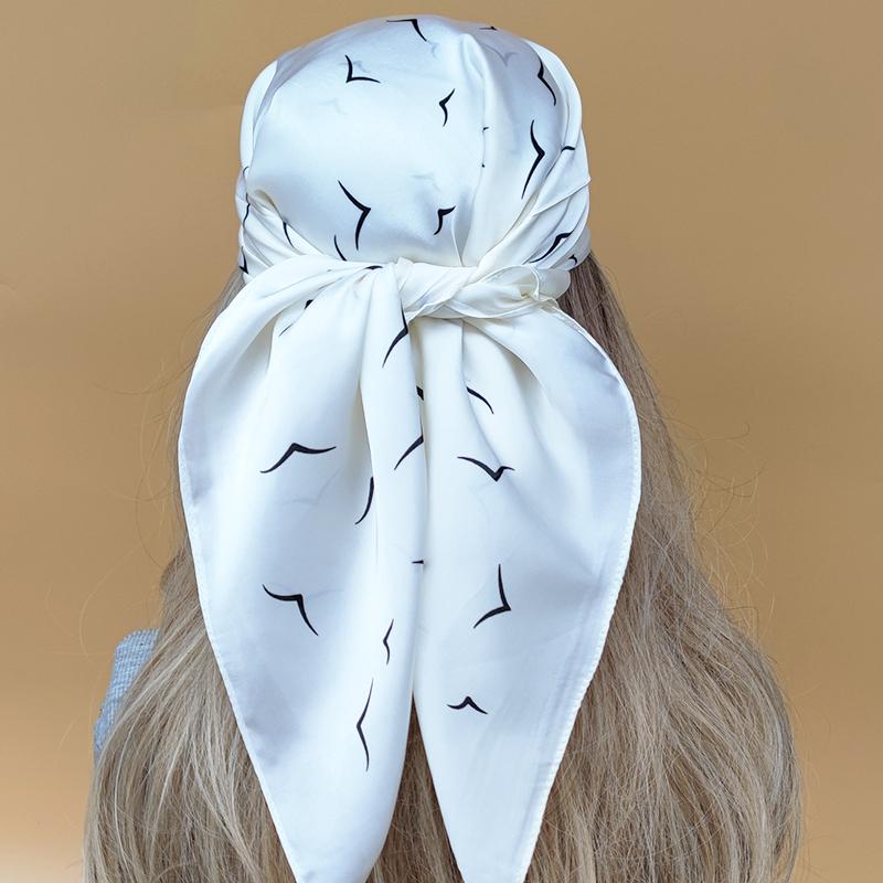 Luxury Style Square Headscarf New The Four Seasons Silk Hijab Popular Design 70X70CM Scarves Women Beach Sunscreen Kerchief
