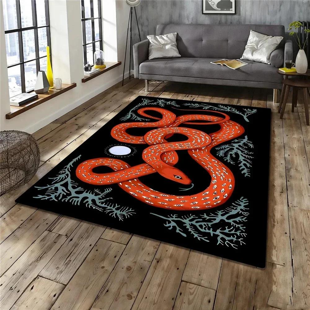 Snake Animal Pattern Rugs Serpent Pattern Rugs Classic Gothic Rug Non Slip Washable Floor Carpet for Living Room Bedroom