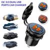Автомобильное зарядное устройство с двумя USB-портами QC3.0, 2-портовым ЖК-дисплеем, вольтметром, гнездом прикуривателя 12–24 В, адаптером для быстрой зарядки автомобиля