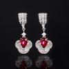 Beauty Expert Pink Crystal Zircon Retro New Chinese Ruby Earrings Long Flower Fringed Flower Decoration