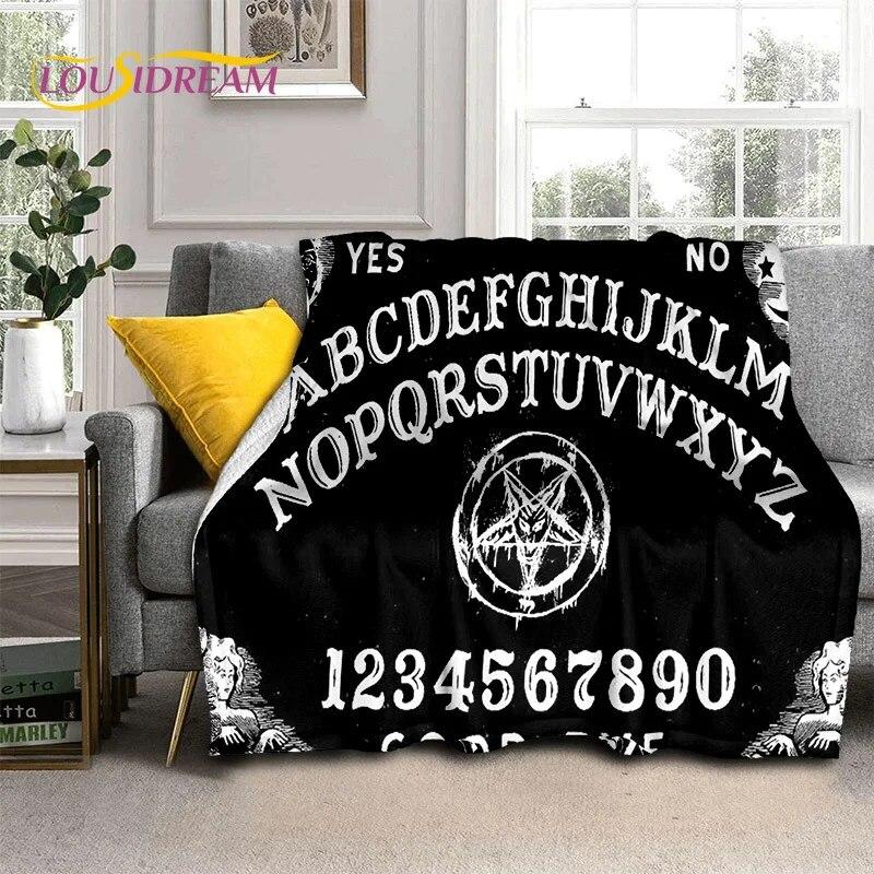 Gothic Ouija Tarot Witchcraft Horror Skull Blanket,Flannel Throw Blanket for Halloween Bedroom Bed Sofa Picnic Hiking Cover Gift