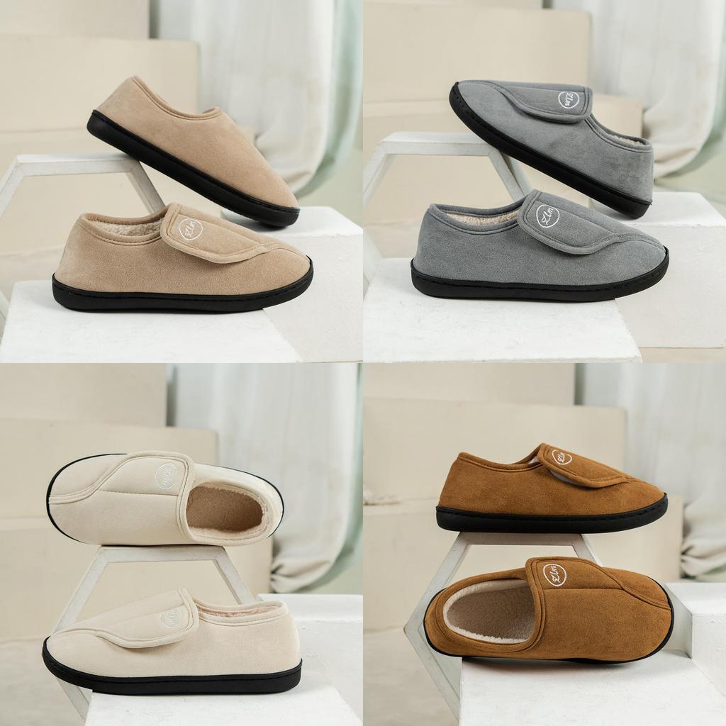 Indoor Men Women Warm Plush Cotton Slippers With Nonslip Tpr Sole For Home Comfort
