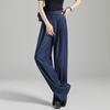 Demana Tencel-Look Denim Pleated Straight Leg Trousers