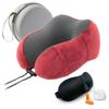Подушка для шеи для памяти Дорожная подушка для шеи Маска для глаз [Магазин улыбок] Самолеты, Пена, Путешествия, Женщины, Подушка, U-образная [Беруши, Набор/Чехол Стираемый] (красный)