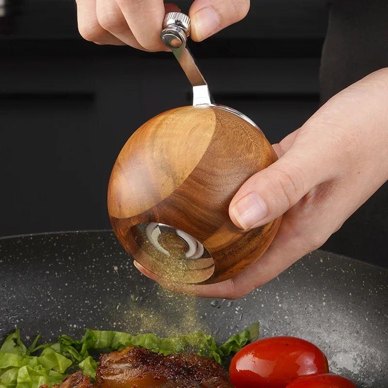 2 шт./набор измельчителей для соли и перца, ручная мельница для перца, бутылка для свежемолотых приправ, керамическая сердцевина, твердая деревянная мельница для перца