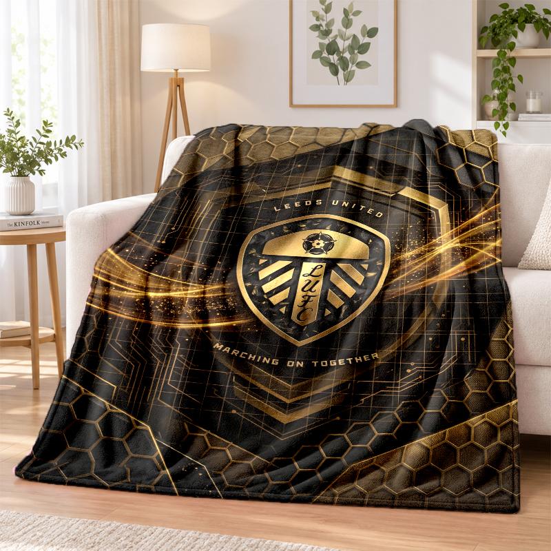 Leeds United Football Printed Flannel Blanket Warm Comfort Bed Throw For Indoor Home Decoration