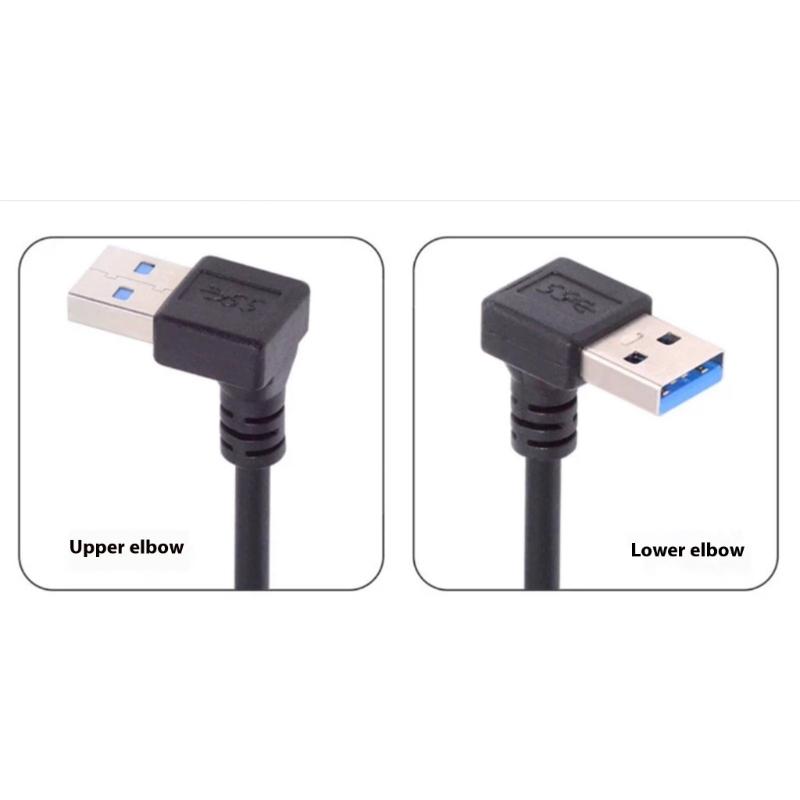 Высокоскоростной USB 3.0 удлинительный кабель 5 Гбит/с с адаптером под прямым углом/прямой головкой, штекер-розетка, дизайн с ушками для надежного крепления