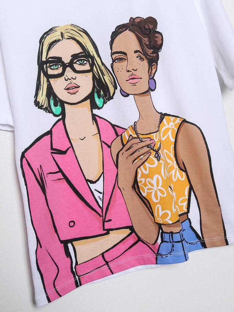 Women's 2022 Summer Fashion Printed Round Neck Short-Sleeve T-Shirt