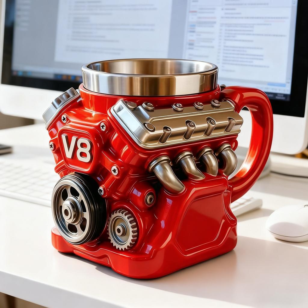 Новая механическая кружка V8, кружка-двигатель, кофейная, пивная, персонализированная кружка для воды, смола, нержавеющая сталь