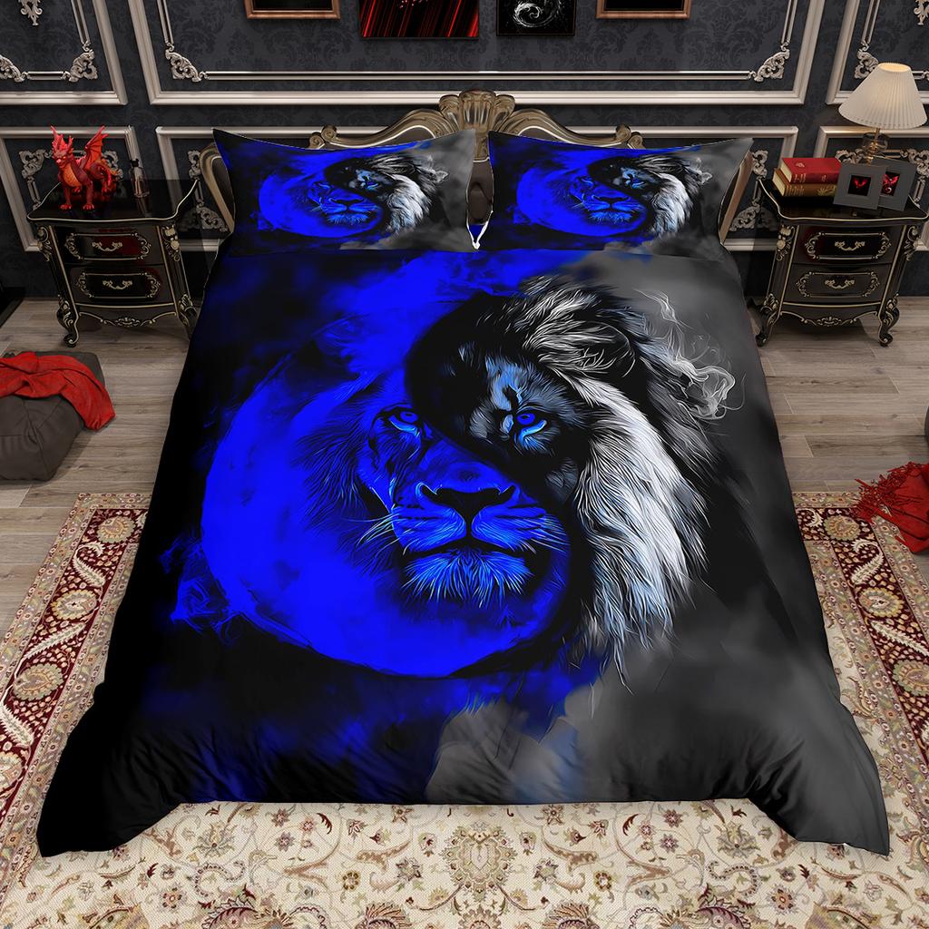 Комплект пододеяльников с дикими животными Homewish 2 шт./3 шт., Постельное белье с дикими животными джунглей, Комплект пододеяльников со львом, леопардом, тигром, волком