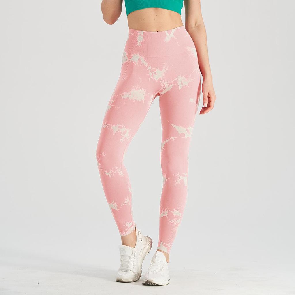 Бесшовные брюки для йоги с градиентным принтом: Суперэластичные, формирующие фигуру, фитнес-леггинсы с высокой талией и эффектом «персиковых ягодиц»