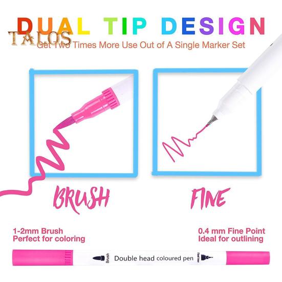 Набор цветных ручек для граффити, цветные контурные ручки, двухсторонняя кисть и тонкие маркеры для письма, раскрашивания в стиле скрапбукинга