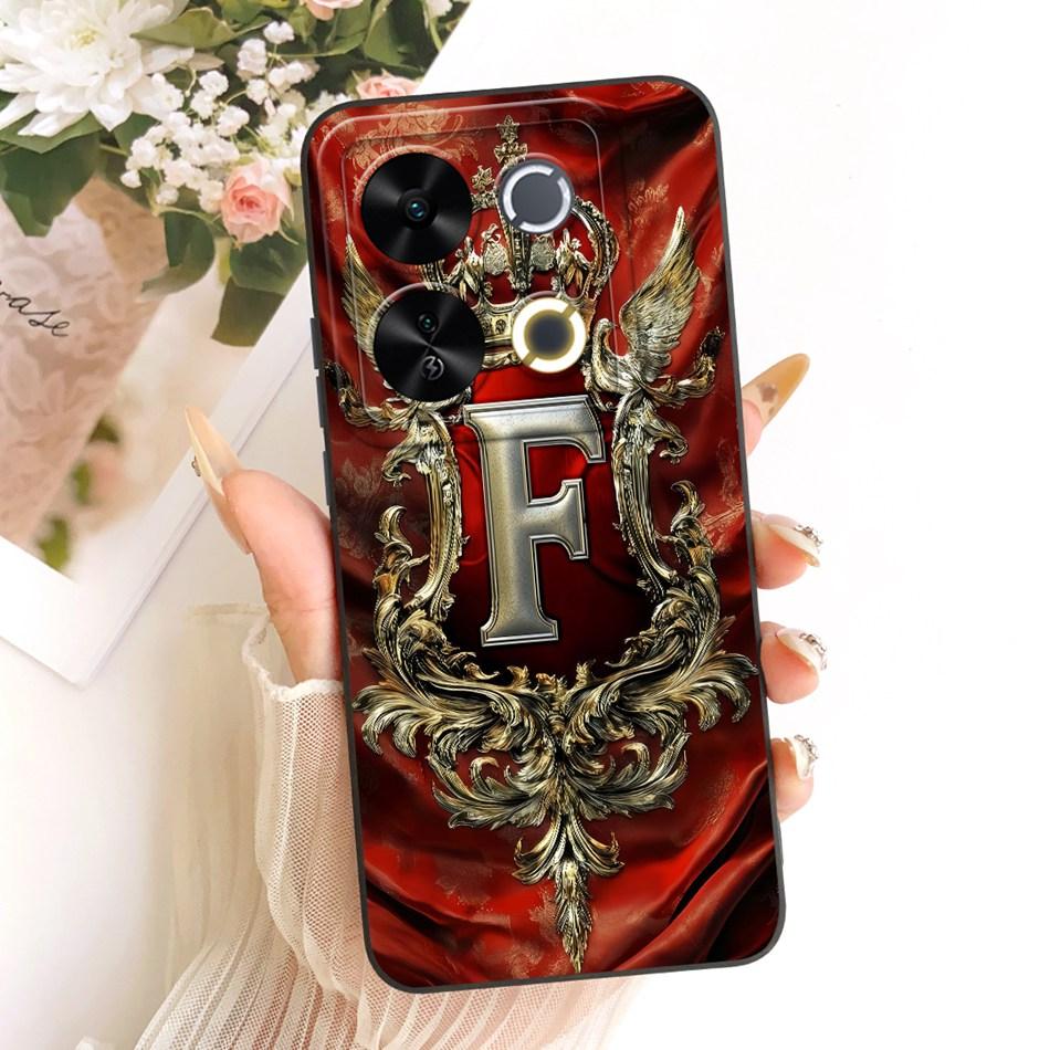 For ITEL P65 Feather Crown Initial Letter Phone Case For Itel P671L ItelP65 Shockproof Soft Silicone Covers Bumpers