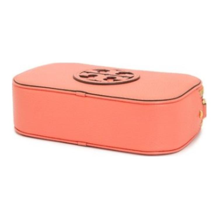 Tory Burch Miller Adjustable Detachable Strap Pebbled Leather Mini Shoulder Crossbody Bag Women bags Coral-Pink 158488-650