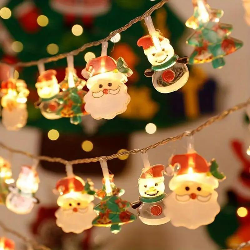 Santa Claus Snowman Christmas Tree LED Lights Christmas Decoration Hanging Ornaments Colorful Light Strings Christmas Decorative Ambient Light Strings