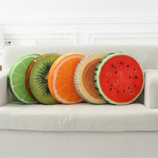 Декоративная подушка-нарезка фруктов Круглая Арбуз Киви Апельсин Подушка 3D-печать Веселый Фруктовый Декоративный Подушка Сиденье для Дивана Кресла Пола Дивана