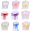 100pcs Organza Chair Sashes Chair Bows Wedding Decoration For Chair Cover Party Event Banquet Decors Chair Band