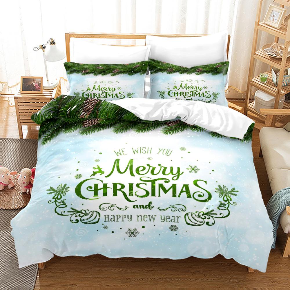 3D Merry Christmas Комплект постельного белья King Queen Bed Down Пододеяльник Наволочка 2/3 шт. Покрывало Happy New Year Роскошный домашний текстиль Подарок