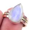 Натуральный Радужный лунный камень, двухцветное кольцо из стерлингового серебра 925 пробы, размер 8 n9a62