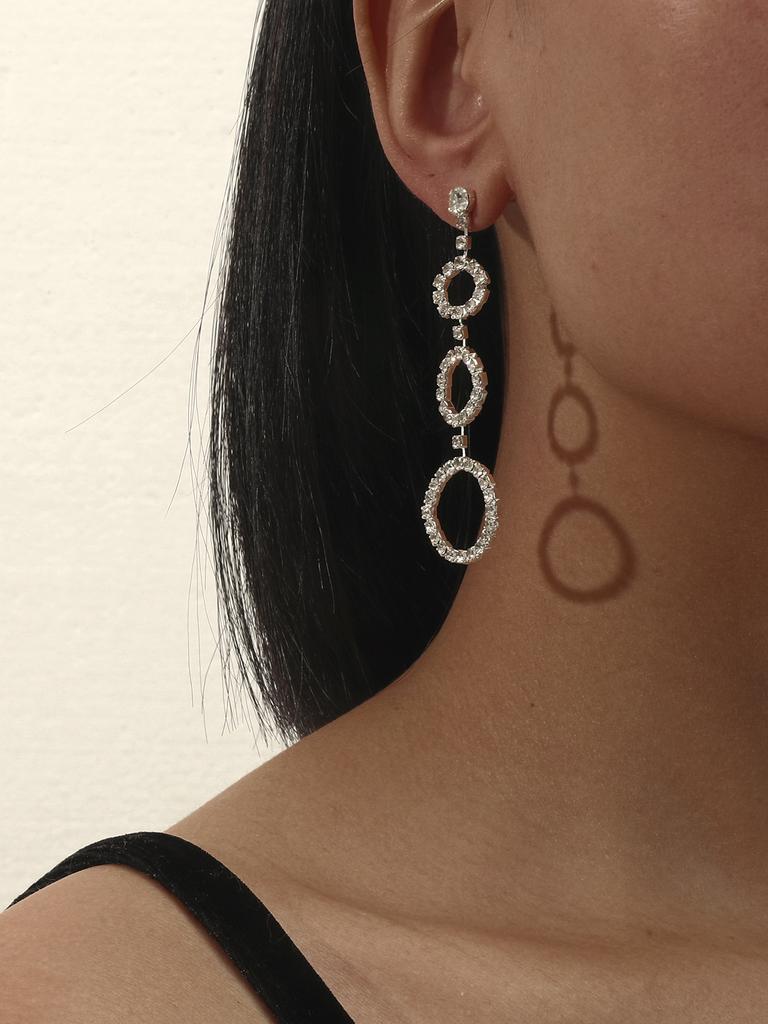 Премиальные супер яркие серьги с длинной бахромой, полностью инкрустированные бриллиантами