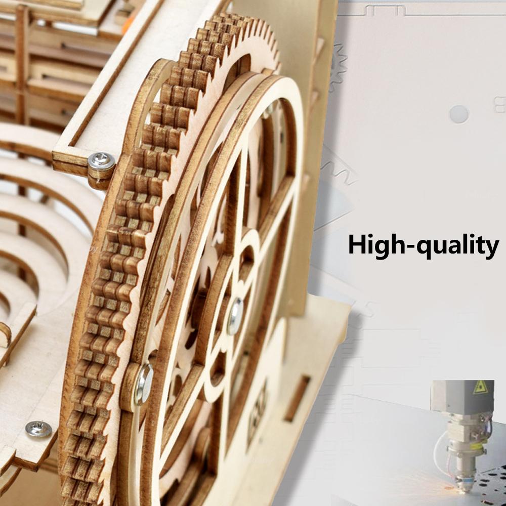 3D Деревянный Пазл DIY Механическая Ручная Модель Наборы для Сборки Сборные Игрушки Мраморный Трек Набор с 4 Шариками для Взрослых Детей Подарки