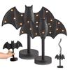Large Twinkle Bat Candlestick Halloween Light-up Bat Candle Holder Gothic Candelabra Centerpiece with LED Twinkle Light for Home Dinner Table Mantel