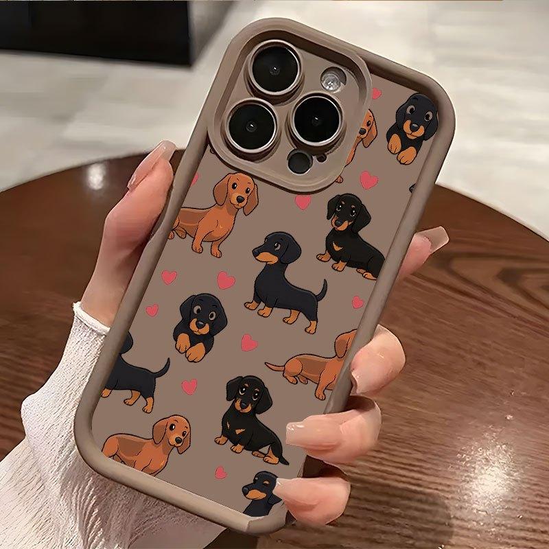 Чехол для телефона с узором таксы, подходящий для iPhone 17 16 15 14 13 12 11 Pro/Max/Plus, противоударный и защищающий от падений