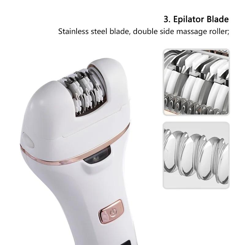 Newest 4 IN 1 Painless Epilator Depilator For Lady Full Body Electric Hair Removal Shaver Foot File Callus Remover Pedicure Tool