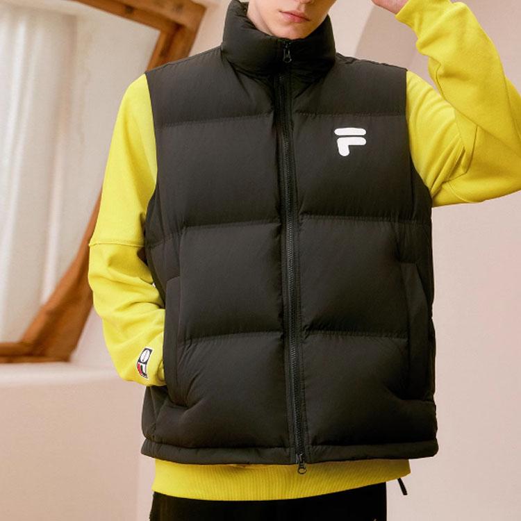 Fila Fusion Серия FOB Однотонный Жилет Утепленный на Молнии с Воротником-стойкой Без рукавов Унисекс Жилеты Черный T11U343906F-BK