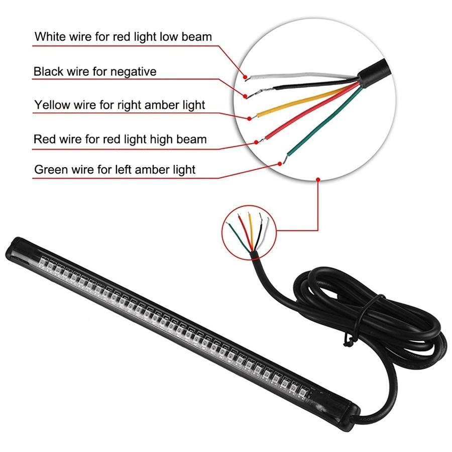 Flexible Motorcycle 48 LED Strip Rear Tail Brake Stop Turn Signal Light Lamps