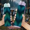 1PC Teal Green Chevron Geometric Print 750ml Color Plastic Sports Water Bottle Leakproof Flip Straw Lid Suitable for Sports Office Home Use