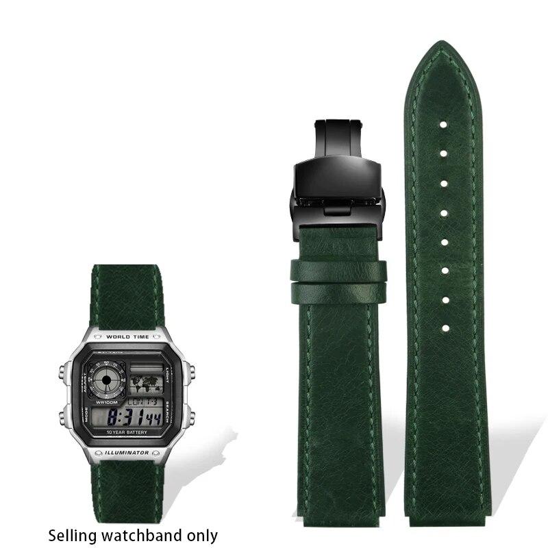 Ремешок из натуральной кожи в стиле ретро для Casio A158W A168/F91w/AE-1200WHD/A158/A159/A169/AE1200, винтажный ремешок-браслет для часов