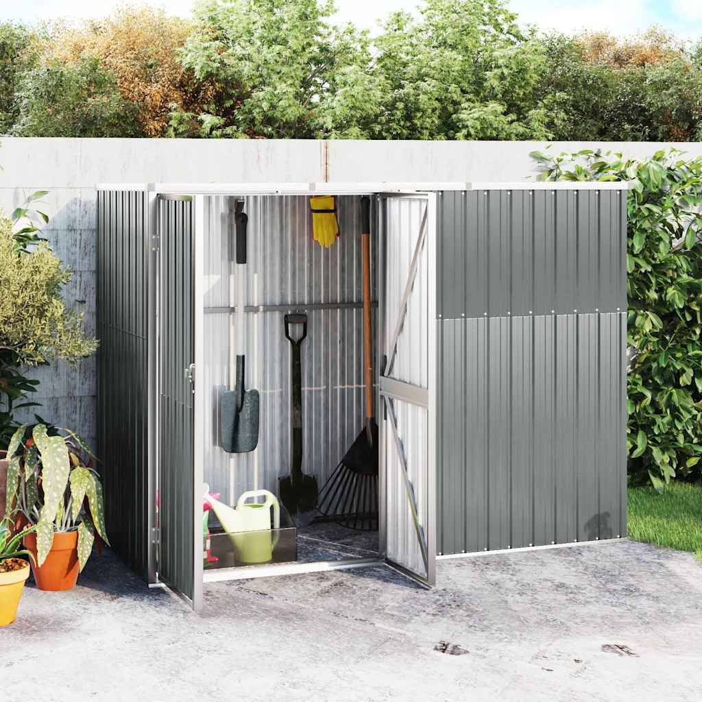 Garden Shed Gray 225x89x161 cm Galvanized Steel